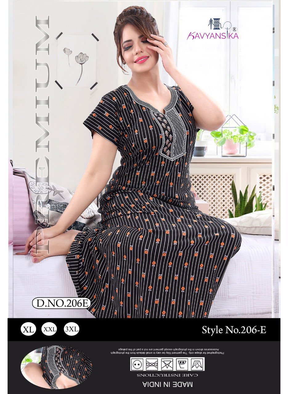 Kavyansika 206 Night Wear Embroidery Printed Nighty Collection